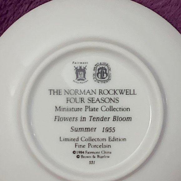 531 Flowers In Tender Bloom - Norman Rockwell Four Seasons Miniature Plate - Picture 4 of 5